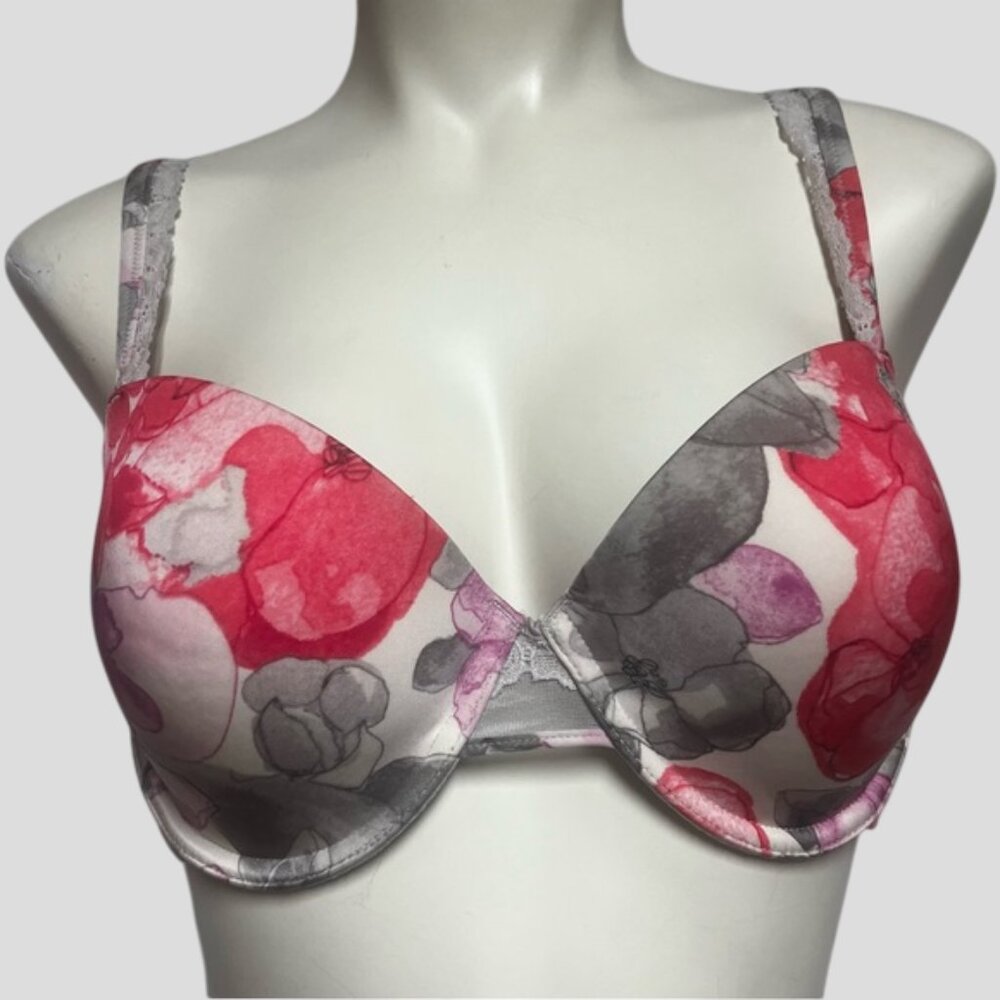 💕2/$35 💕Calvin Klein Red/Pink/Grey Floral Bra 36C